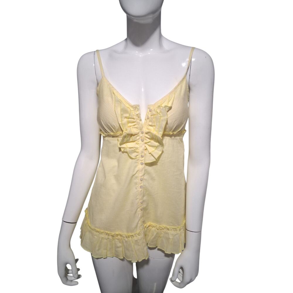 Y2K Junior size M Babydoll Ruffle‎ Grungecore  Indie Sleaze Smocked Tank Top - Picture 4 of 9